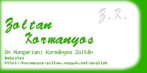 zoltan kormanyos business card