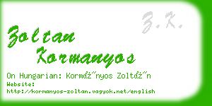 zoltan kormanyos business card